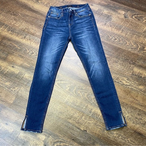 MISS ME Jeans Womens 26x28 High Rise Skinny Plain Pockets Stretch Split Hem - Picture 2 of 10
